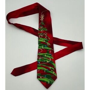 J. GARCIA Necktie 60" Red Green Tree Christmas Silk Collection Fifty-Six Tie